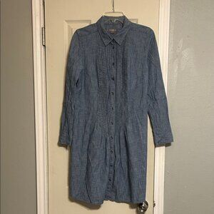 🛼🥁🧩 J. Jill blue denim pintuck pleat dress